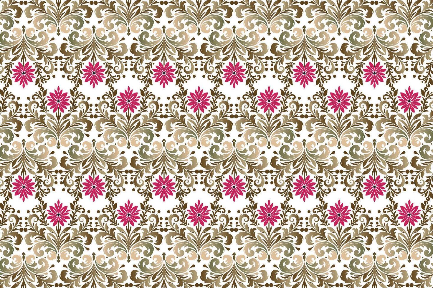 seamless floral pattern with detailed flower and leaf motifs for textile fabric wallpaper vintage fashion design ornamental background and creative project patterns vector
