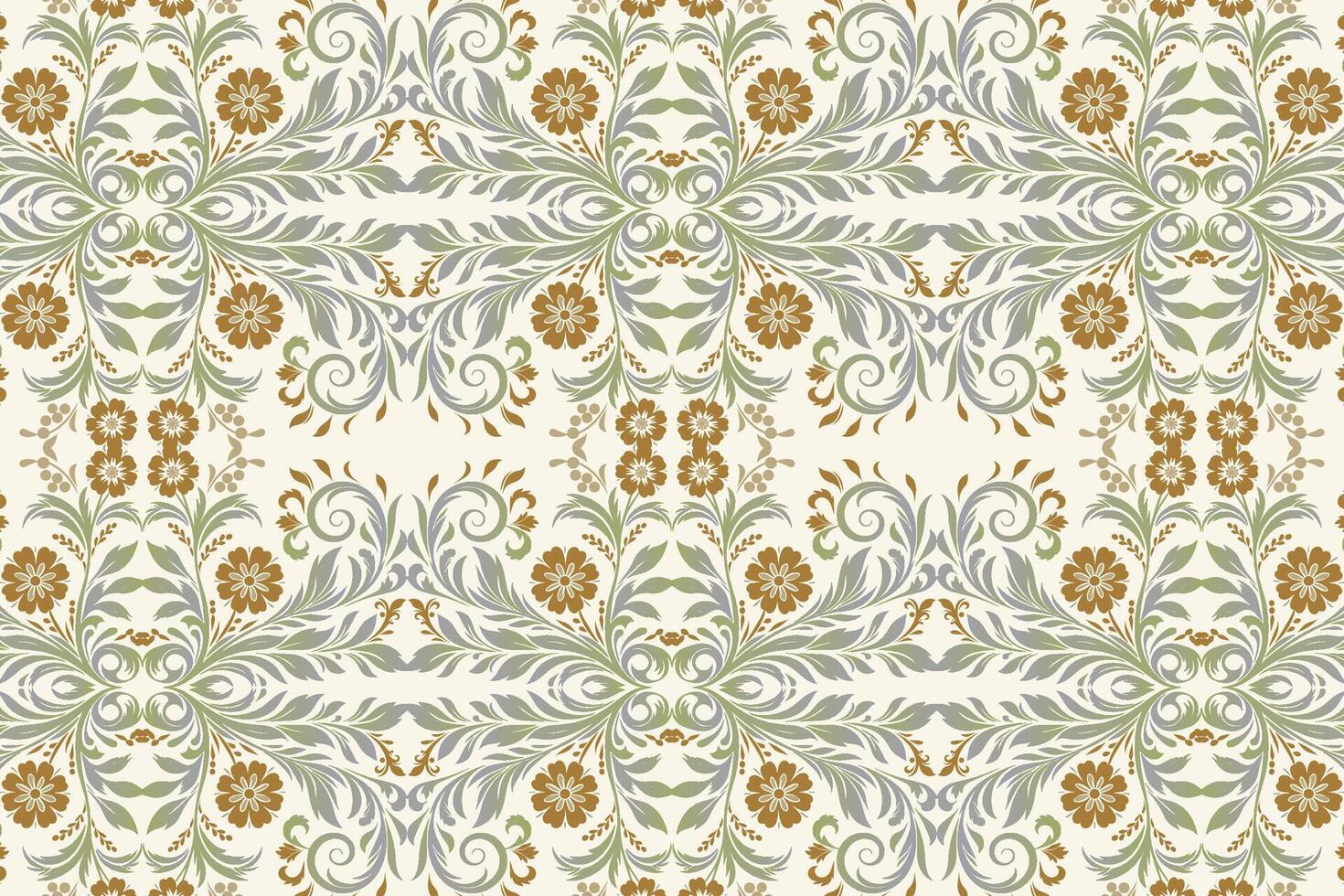 seamless floral pattern with detailed flower and leaf motifs for textile fabric wallpaper vintage fashion design ornamental print patterns and creative project applications vector