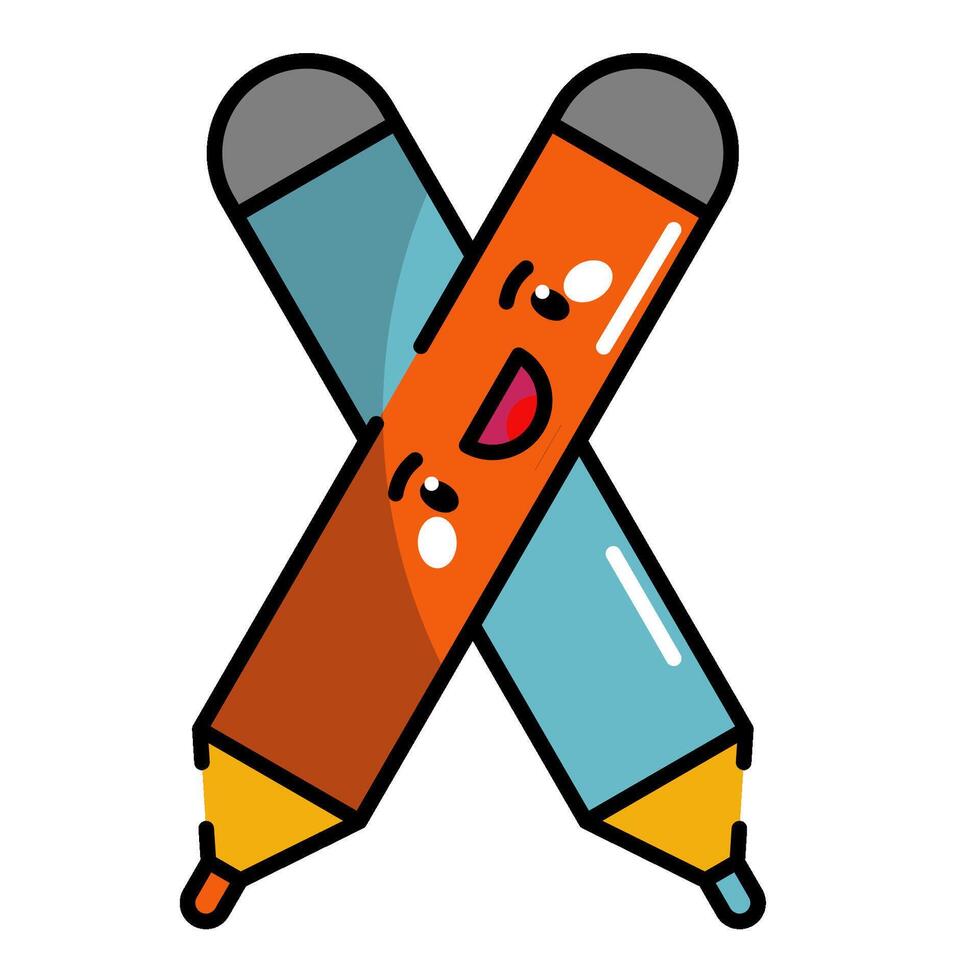 Crayon Icon. Office Icon in lineal color. Kawaii style vector