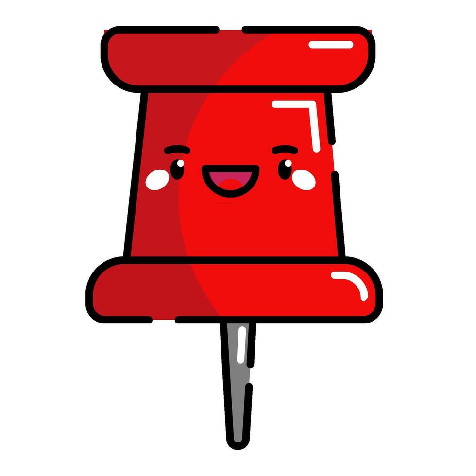 Push pin Icon. Office Icon in lineal color. Kawaii style vector