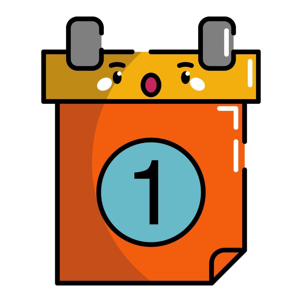 Calendar Icon. Office Icon in lineal color. Kawaii style vector