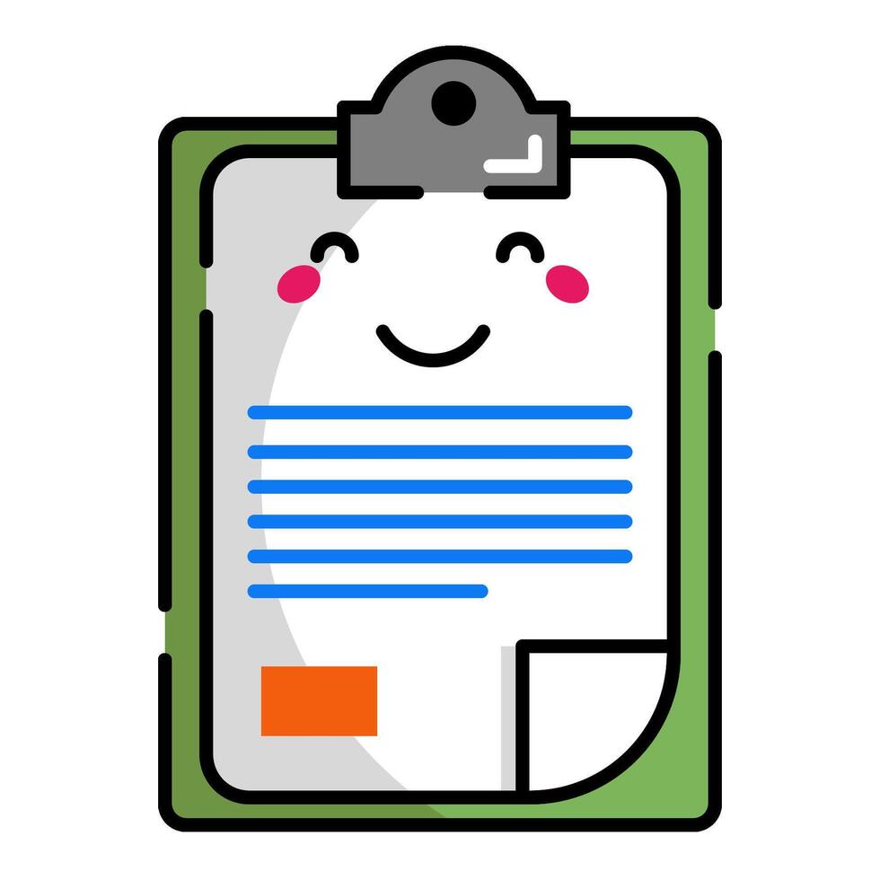Clipboard Icon. Office Icon in lineal color. Kawaii style vector