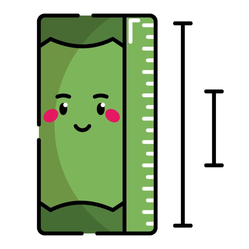 Ruler Icon. Office Icon in lineal color. Kawaii style vector