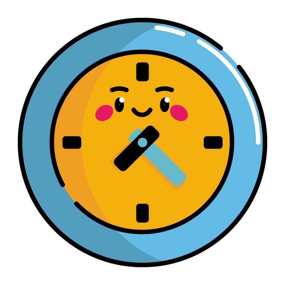 Wall clock Icon. Office Icon in lineal color. Kawaii style vector