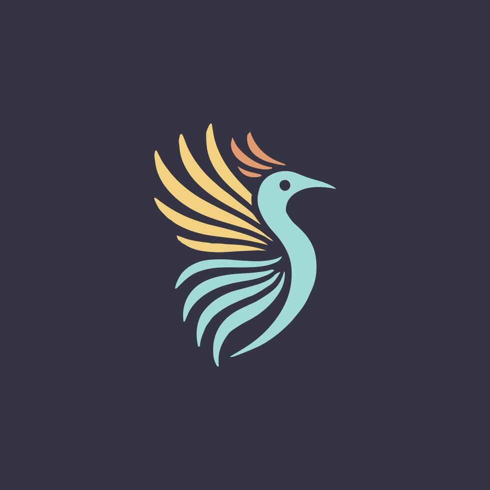 a bird logo with a colorful tail vector