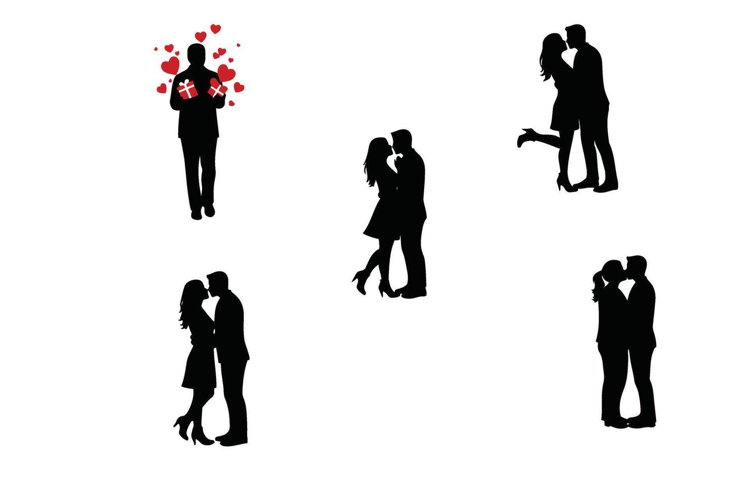 Couples Celebrating Love with Heart Decorations vector