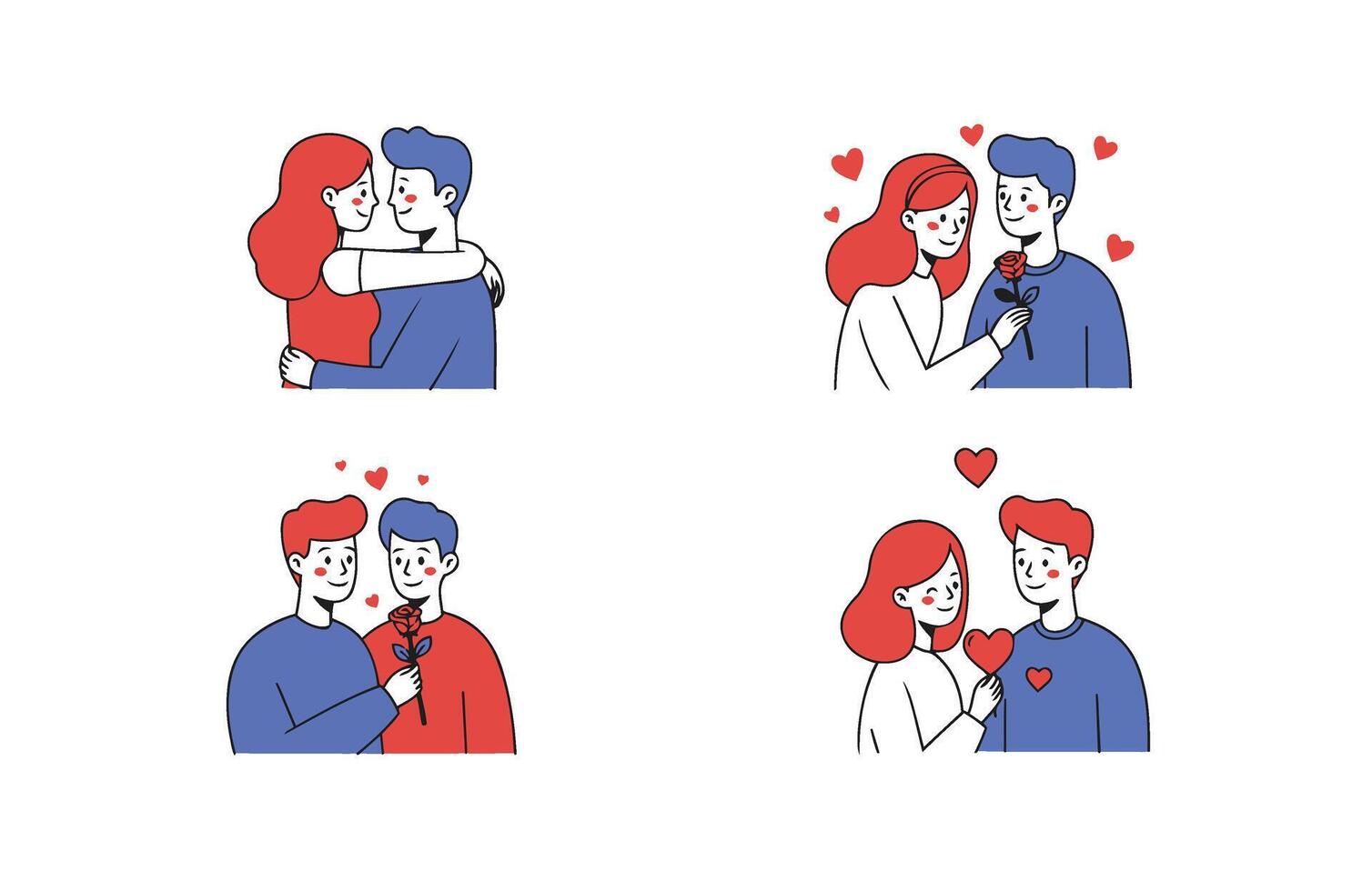 Valentine's Day Couple Moments with Hearts vector