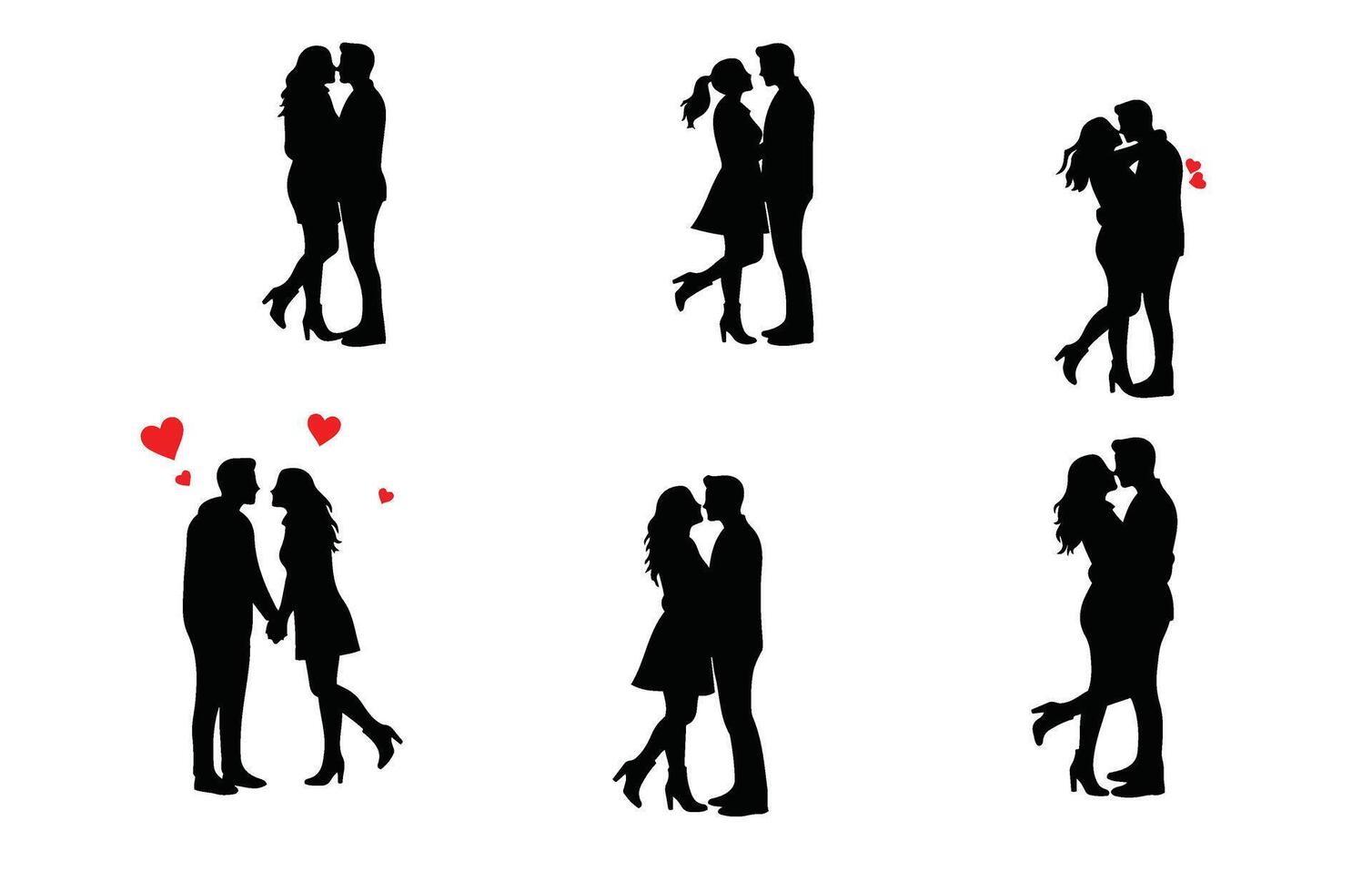 Romantic Couples with Hearts for Valentines Day vector