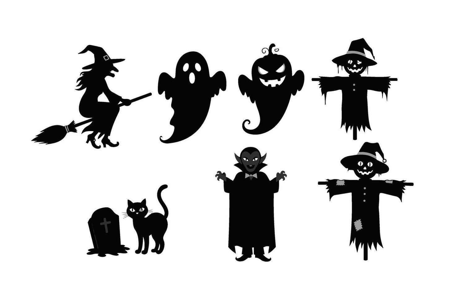 Frightening Halloween Ghostly Figures vector