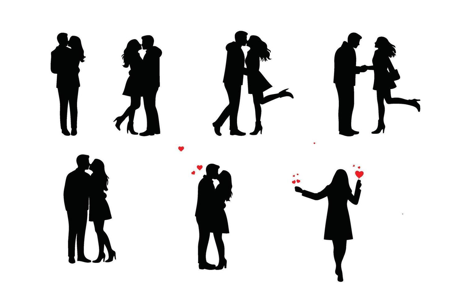 Couple Silhouettes Sharing Romantic Gestures vector