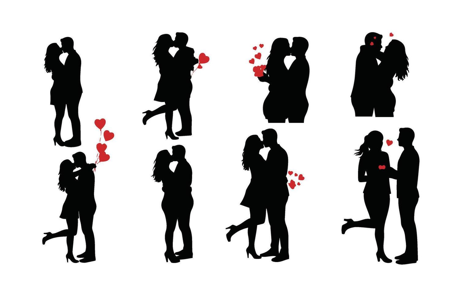 Valentine's Day Love and Romance Couple Poses vector