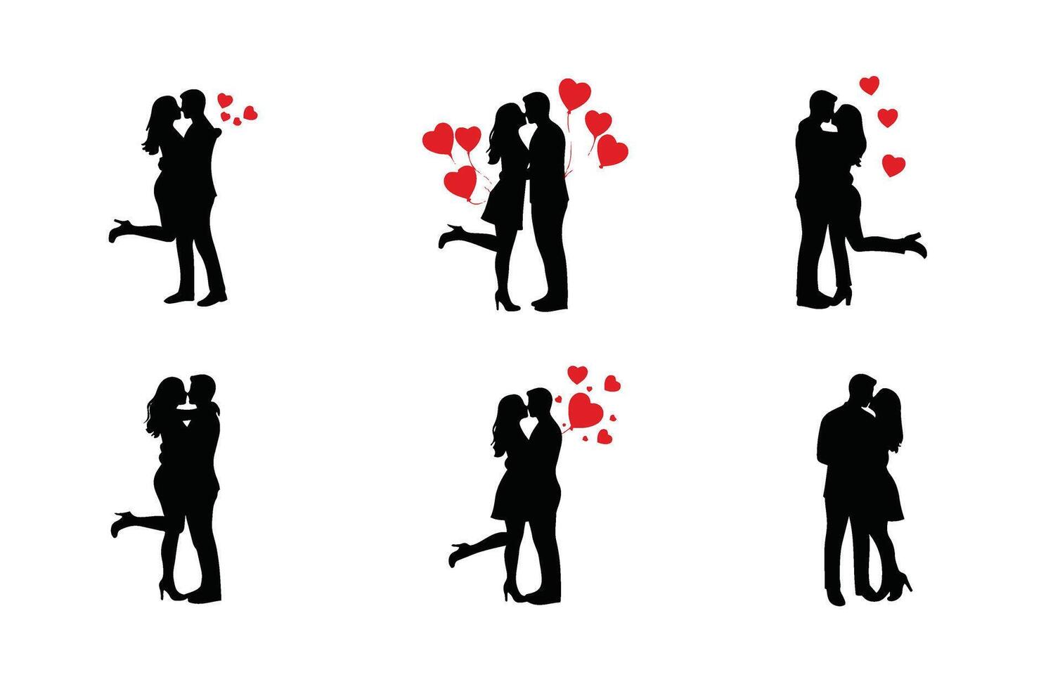Romantic Poses of Couples for Valentine's Day vector