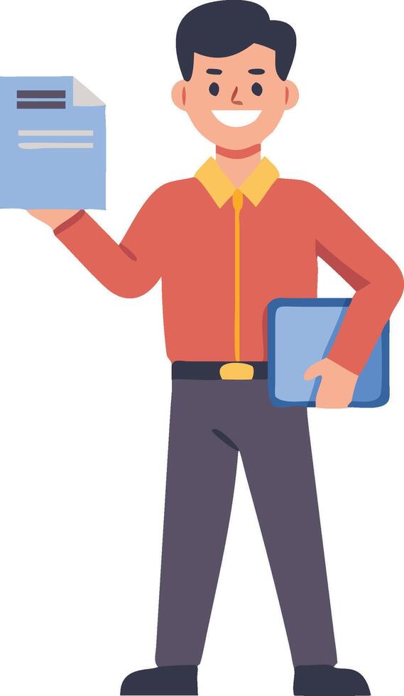 Businessman with Documents Line Art vector