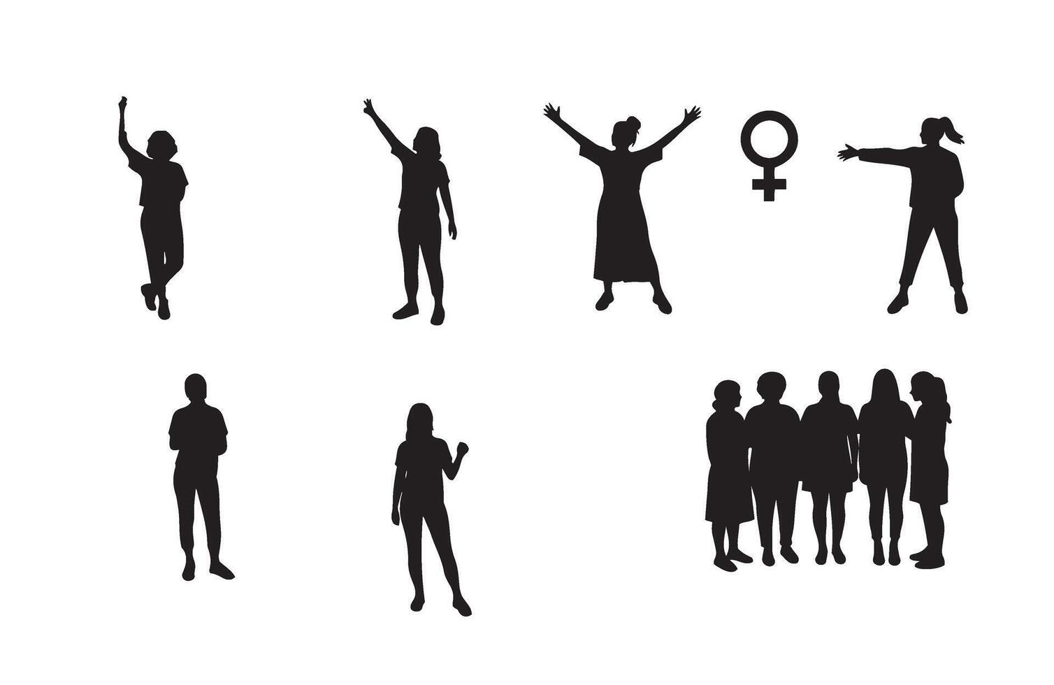 Inspiring Silhouettes Honoring Womens Contributions vector
