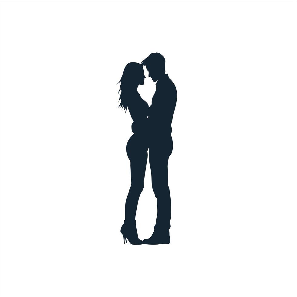 Valentine Silhouette of a Couple Embracing Minimalist Black and White Design vector