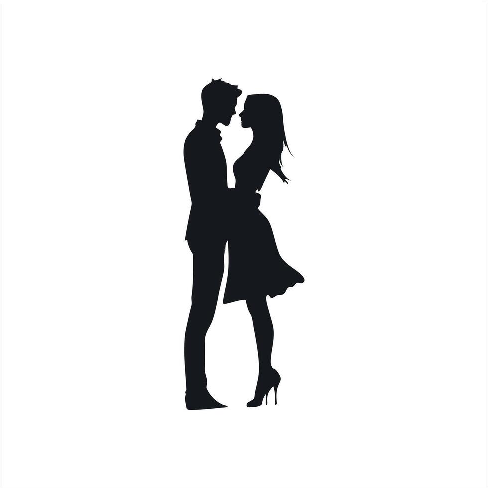 Romantic Valentine Silhouette of a Couple Holding Hands in Elegant Black and White Minimalist Style vector