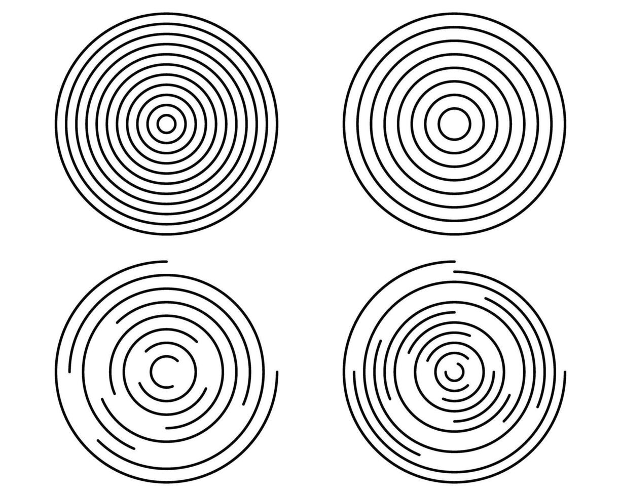 Set of abstract linear circles. Decorative elements. vector