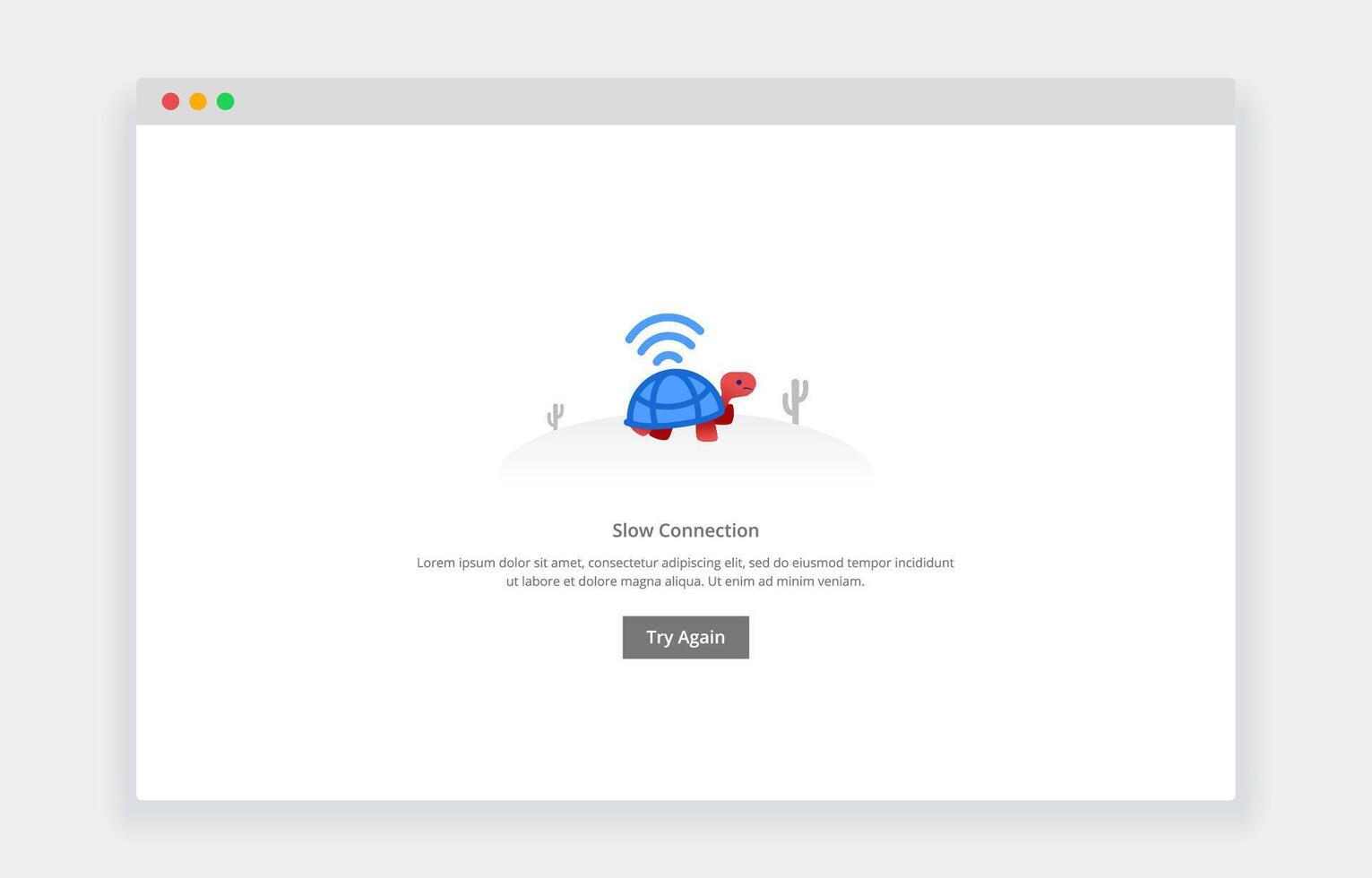 Modern flat design concept of turtle walk slowly, Slow connection for website and mobile website. empty state page template vector