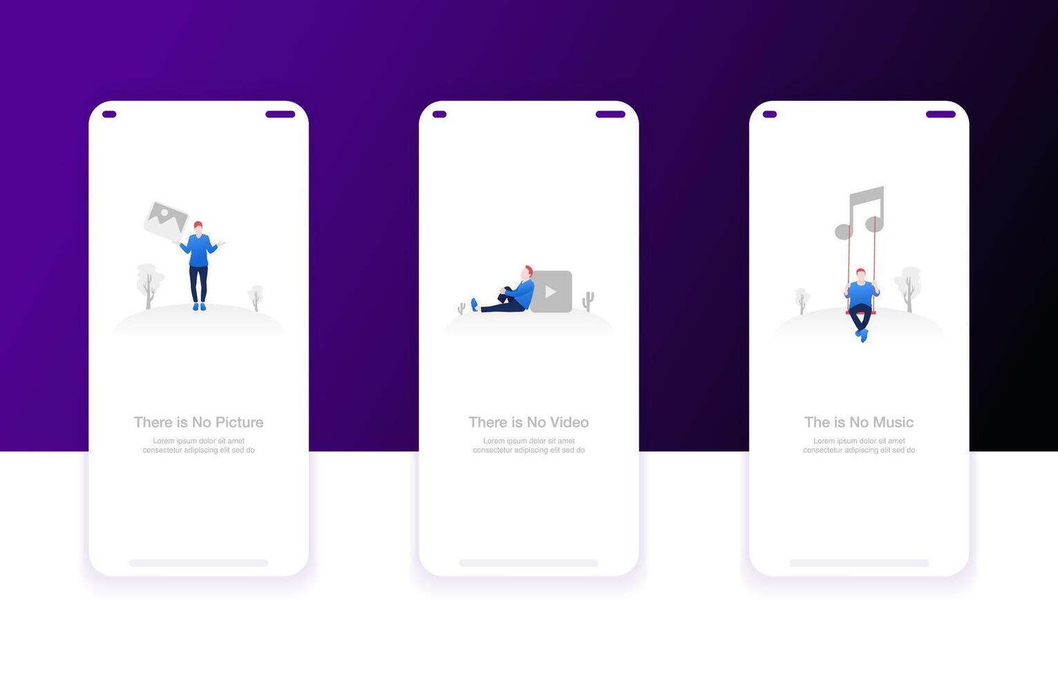 onboarding screens. No picture, no , no music vector