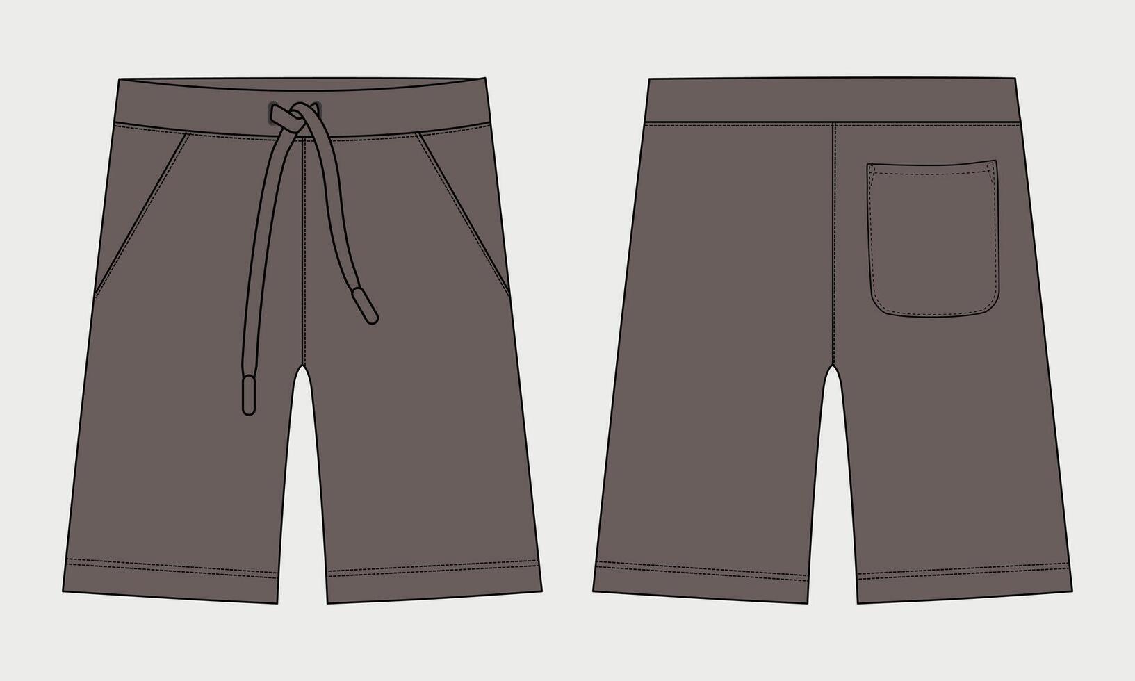 sweat shorts pant front and back with pocket vector