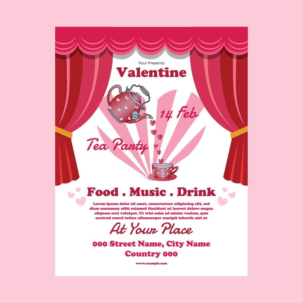 Illustration of Valentine's Tea Party Flyer Template vector