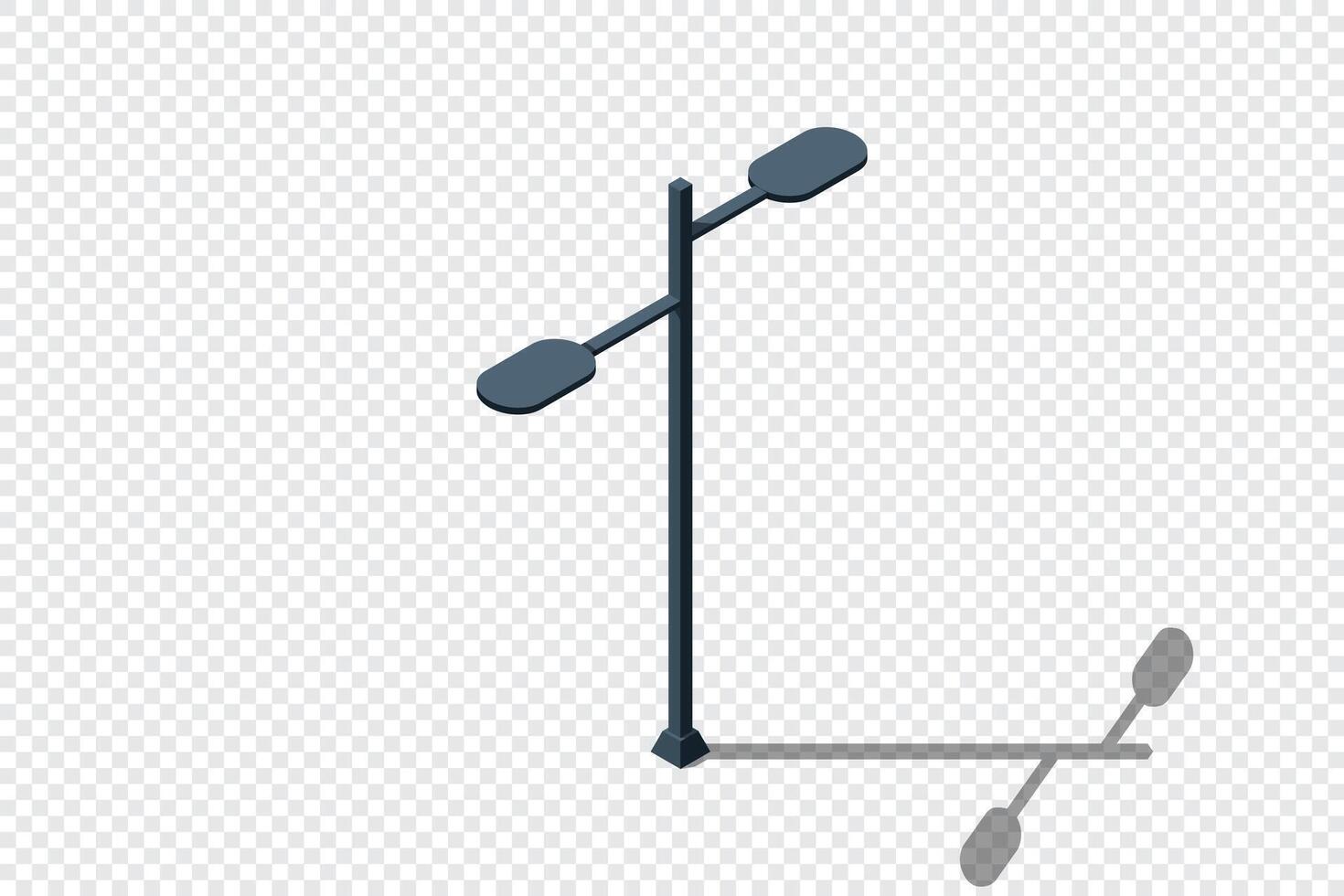 Isometric of light lamp pillar. Isometric street light. Isometric icon of a park light. Light pillar icon. Isometric outdoor lighting, vector