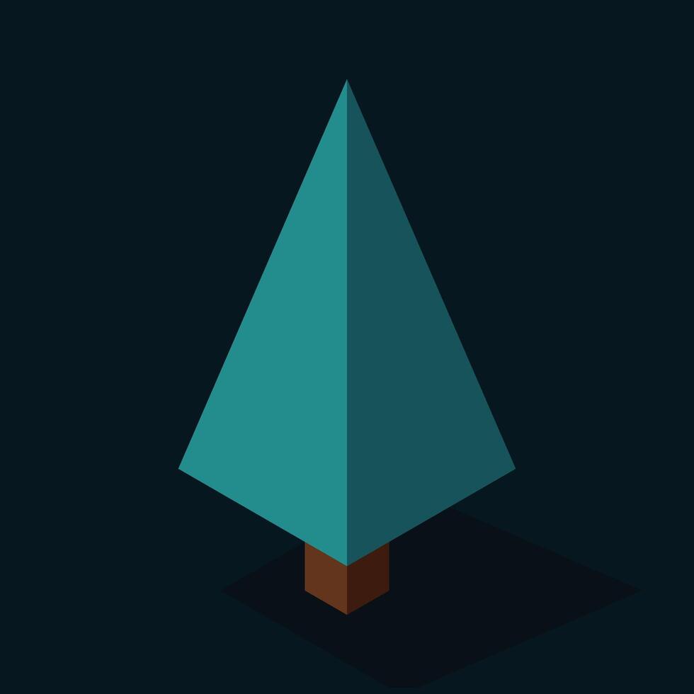 Isometric tree at night. Tree isometric elements. Isometric tree element for landscape design. Park element, vector