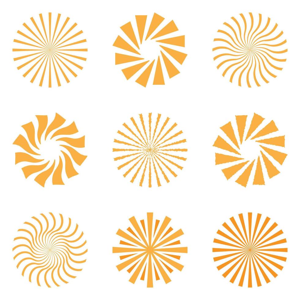 set of sunburst shape element vector