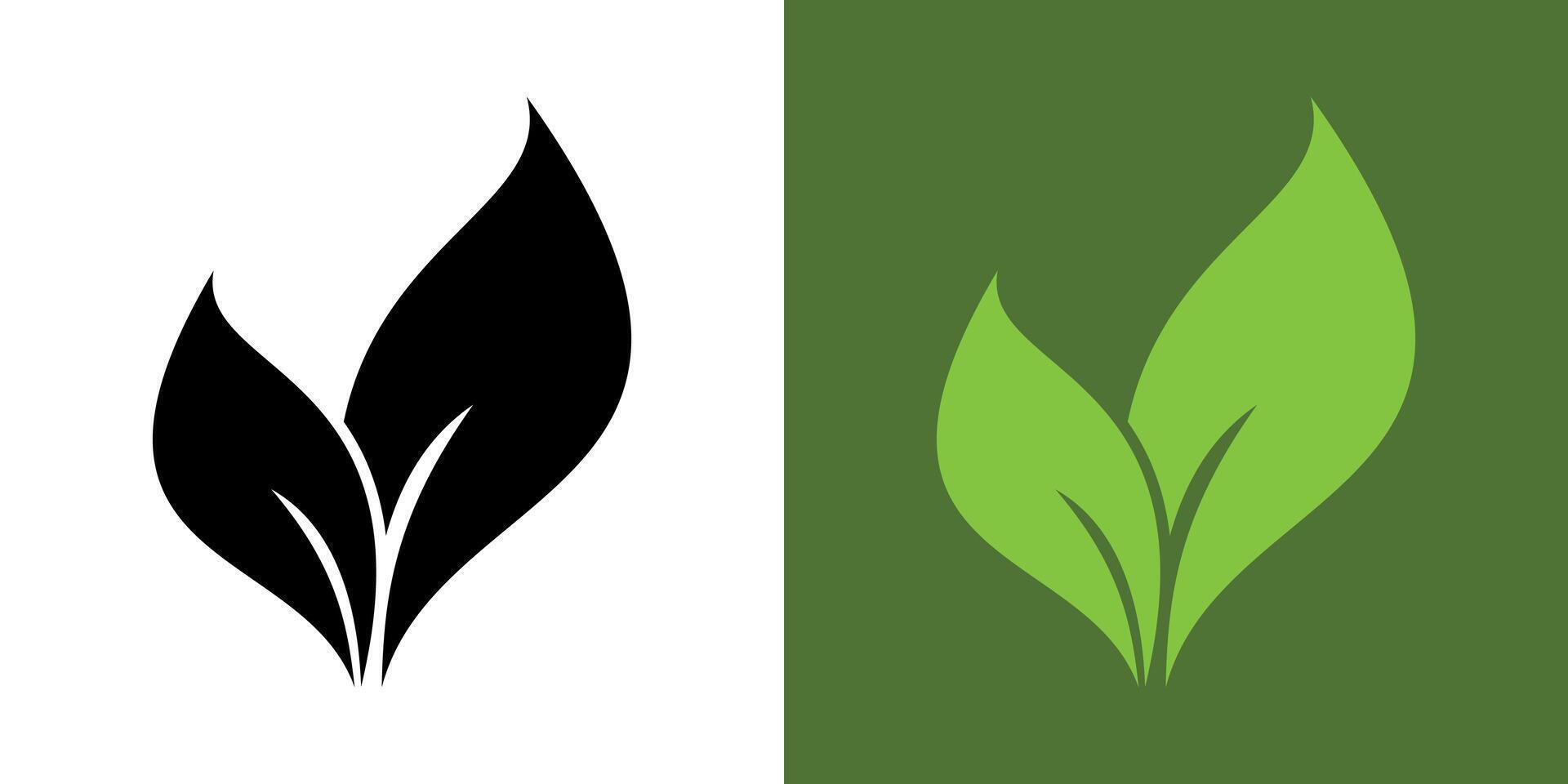 Green leaf icon. Icon of two leaves. Leaves icon on isolated background. Design elements for natural, eco, vegan, bio labels. Vegan, 100 per cent organic. vector
