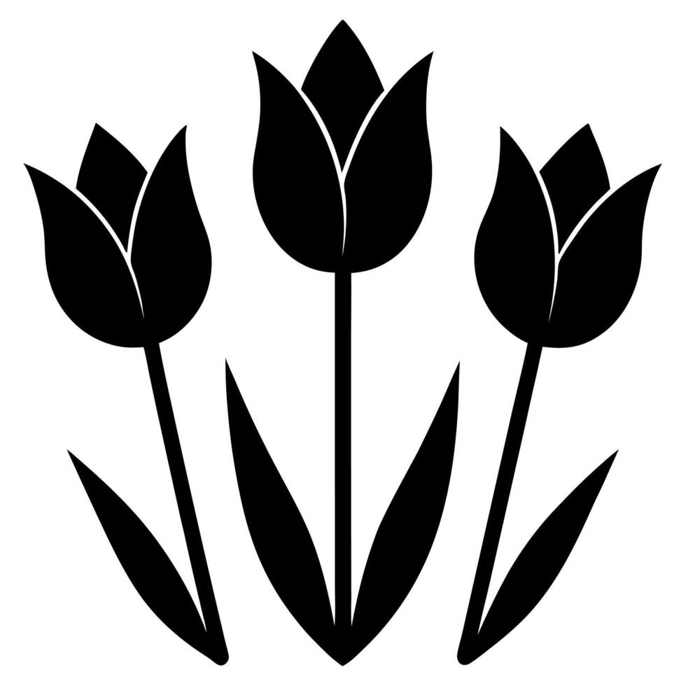 Elegant three tulip icon silhouette perfect for design and decor vector