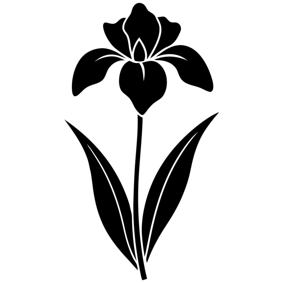 Elegant iris icon silhouette perfect for floral designs and nature-inspired vector