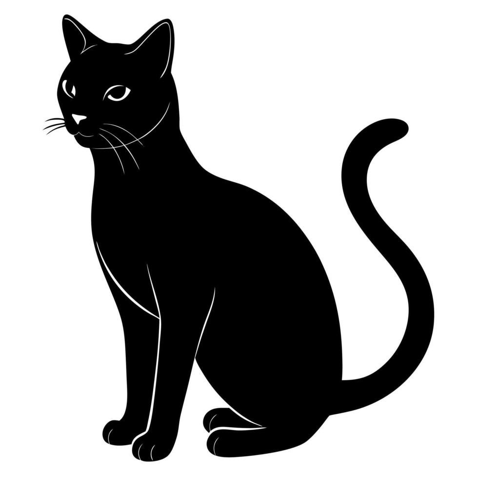 Minimalist sitting cat silhouette perfect for pet design vector