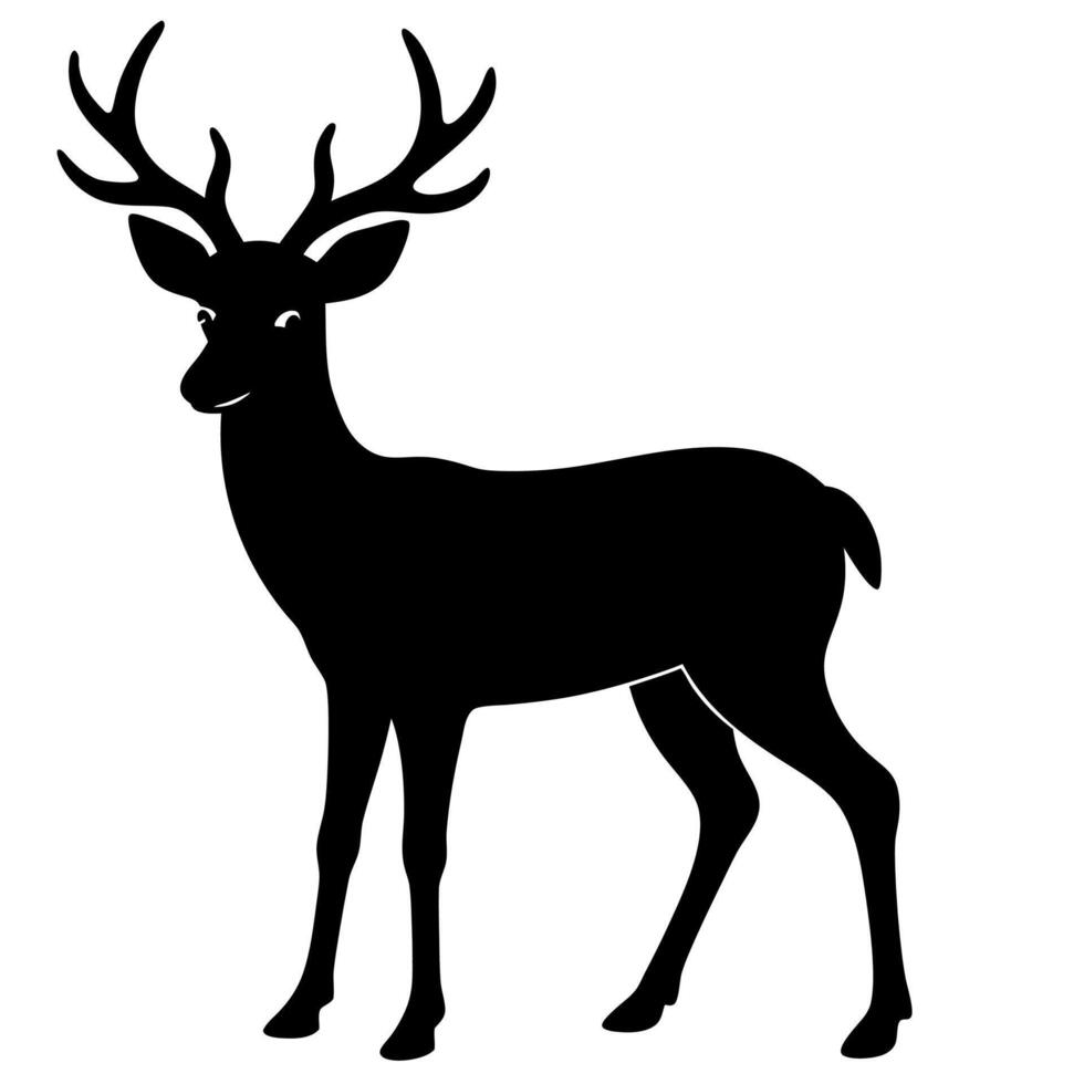 Woodland deer silhouette ideal for outdoor wildlife-inspired designs. vector