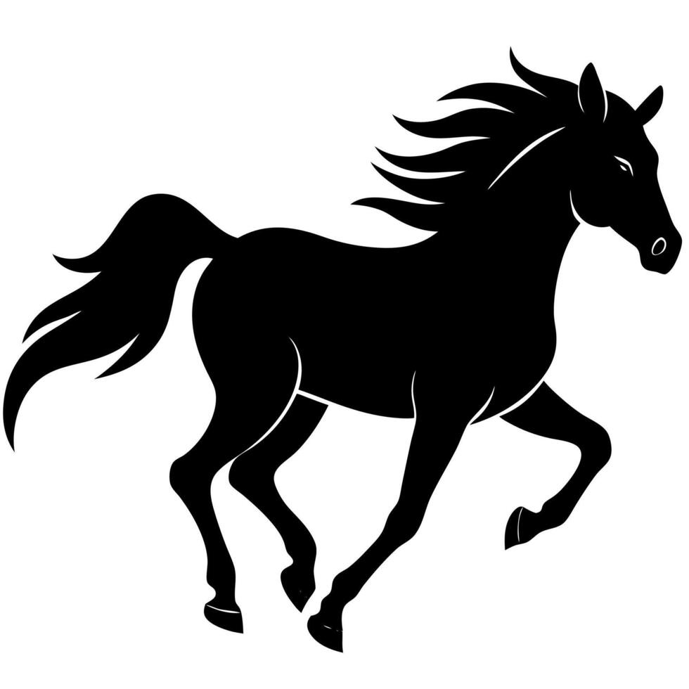 A dynamic horse running silhouette sports or animal-related designs. vector