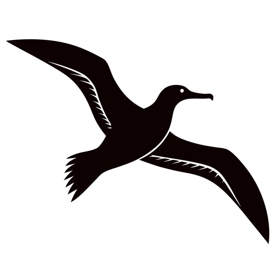 Albatross flying silhouette icon with simple and clean design. vector