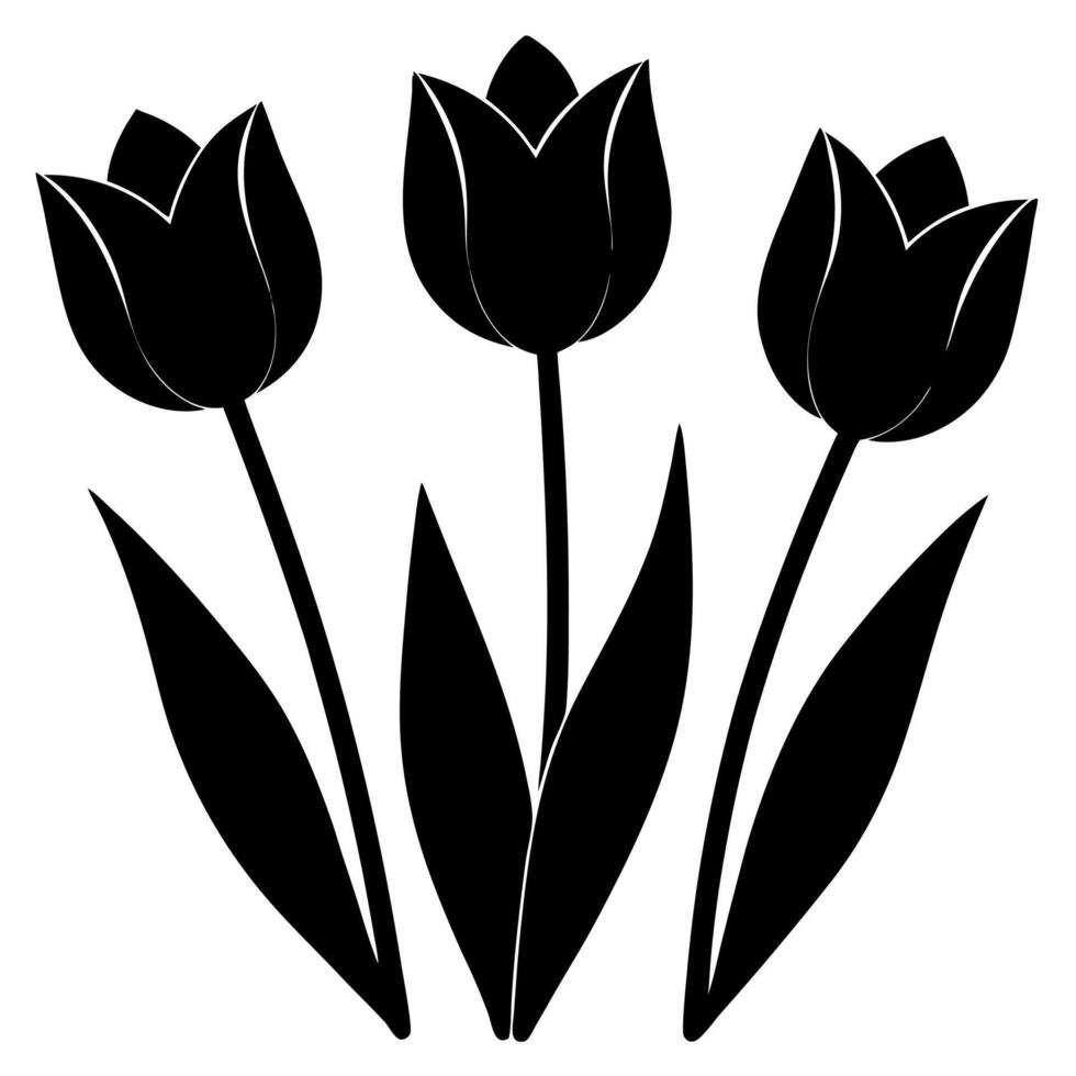 Elegant three tulip icon silhouette perfect for floral designs decor vector