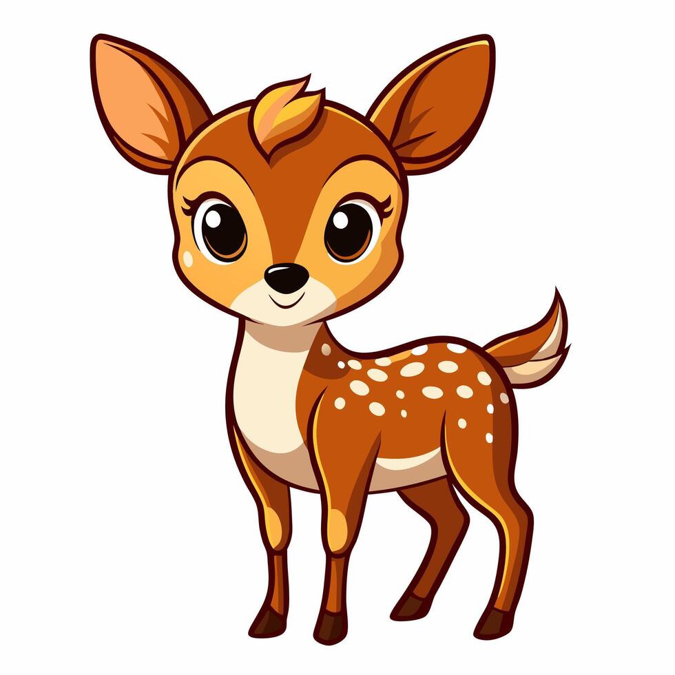 Cute deer cartoon illustration for kids wildlife-themed designs. vector