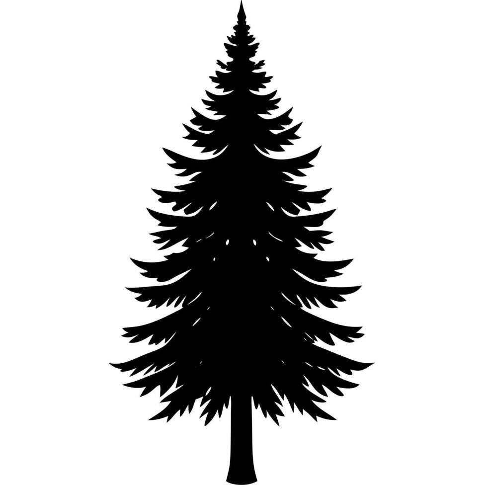Simple pine tree silhouette illustration outdoor designs. vector