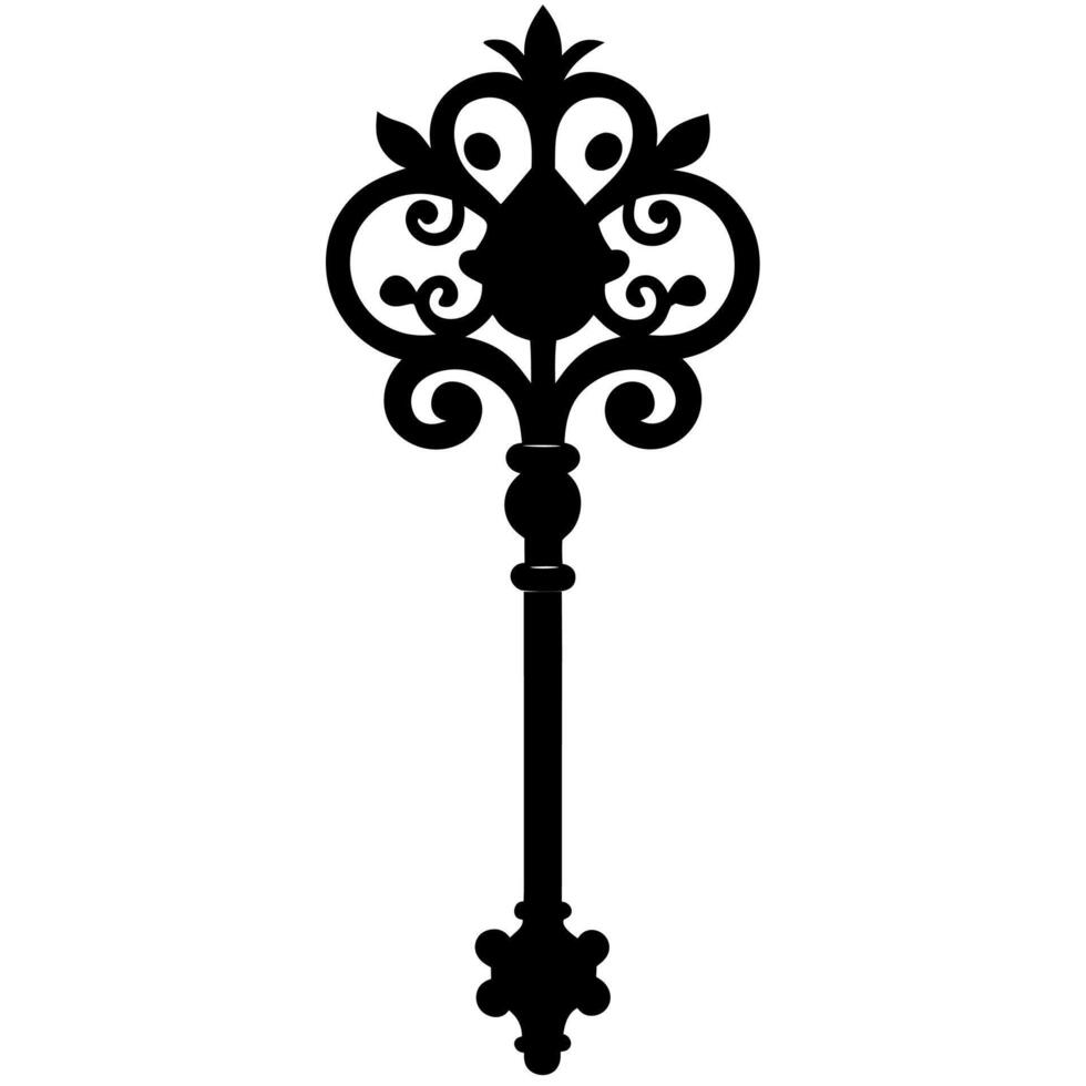 Elegant royal king key icon silhouette for design projects and decor. vector