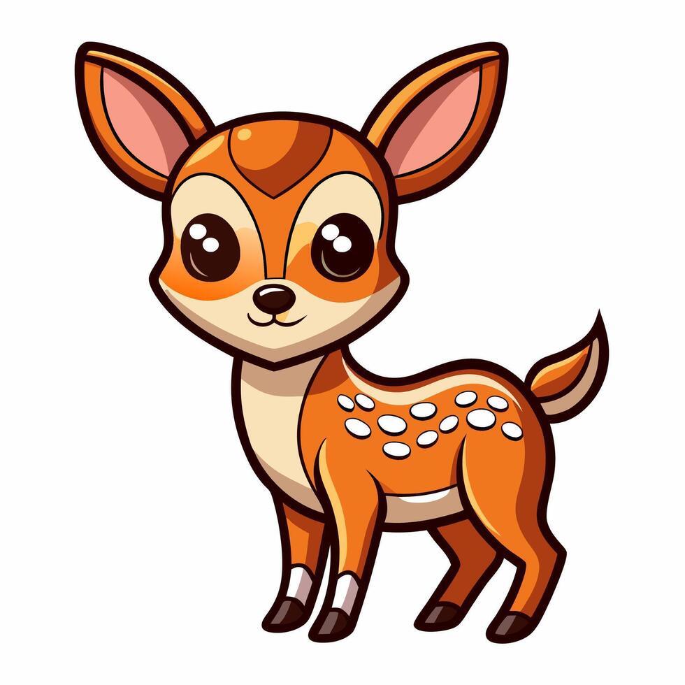 Cute deer cartoon illustration for kids wildlife designs. vector