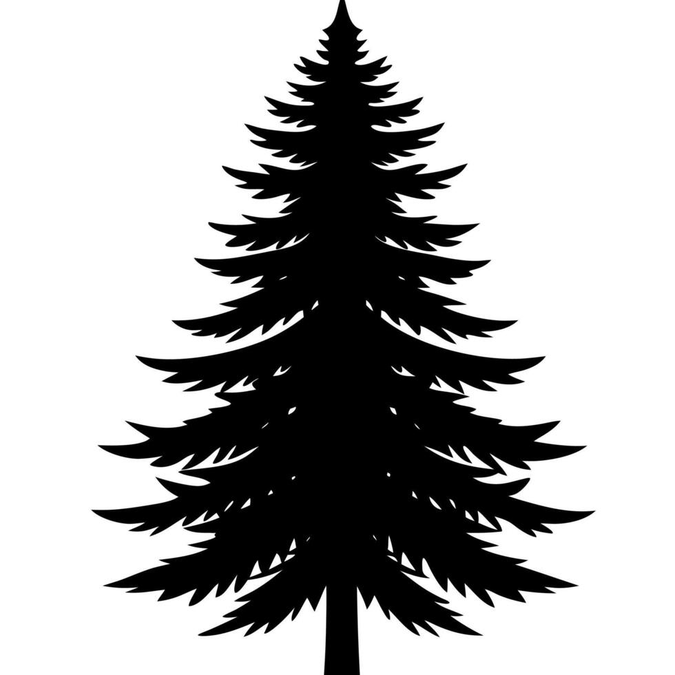 Simple pine tree silhouette illustration nature and outdoor designs. vector