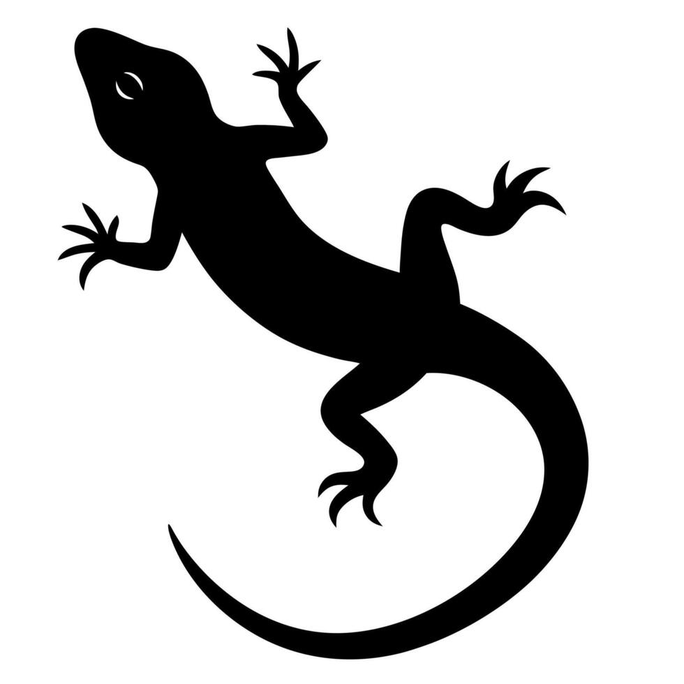 Lizard silhouette icon for designs and illustrations clean reptile shape. vector
