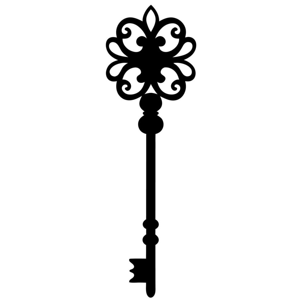 Elegant royal king key icon silhouette for premium design decor. vector