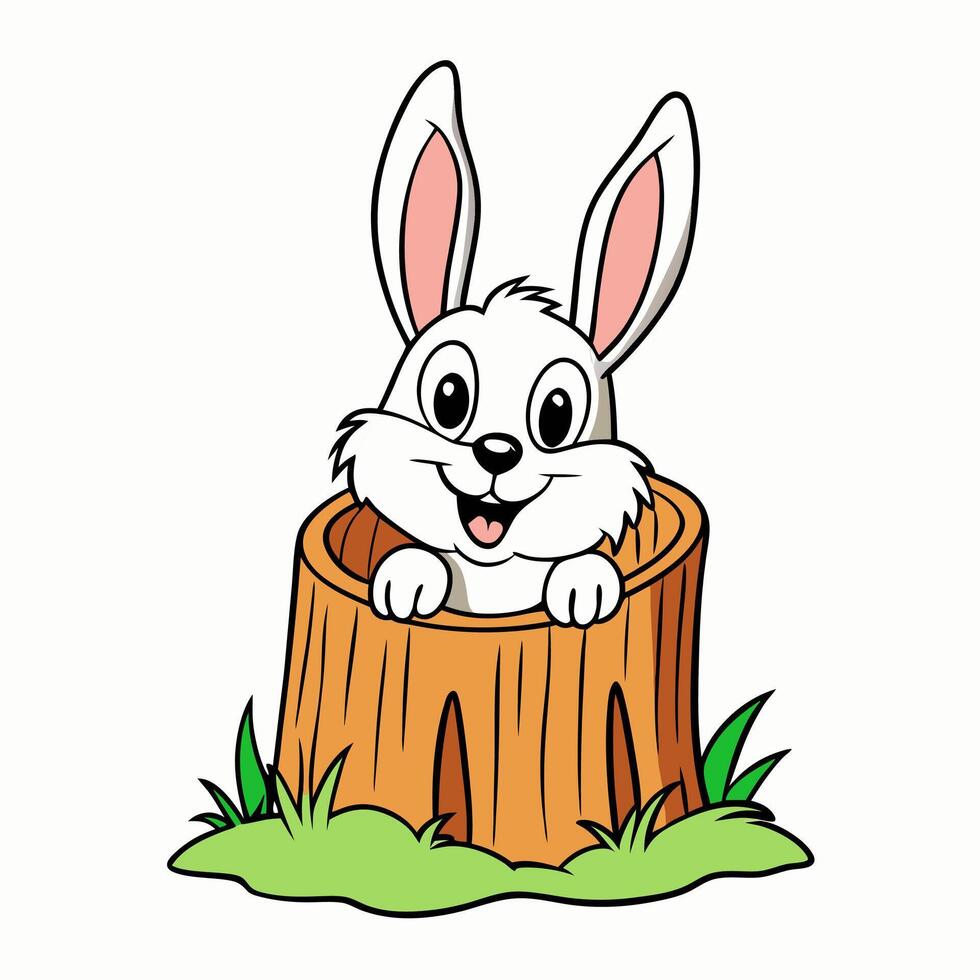 Cute rabbit cartoon illustration for kids in high quality vector