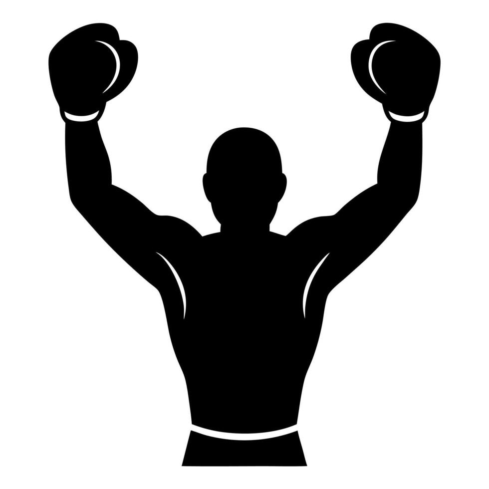 Boxing icon silhouette featuring a dynamic punching pose designs. vector