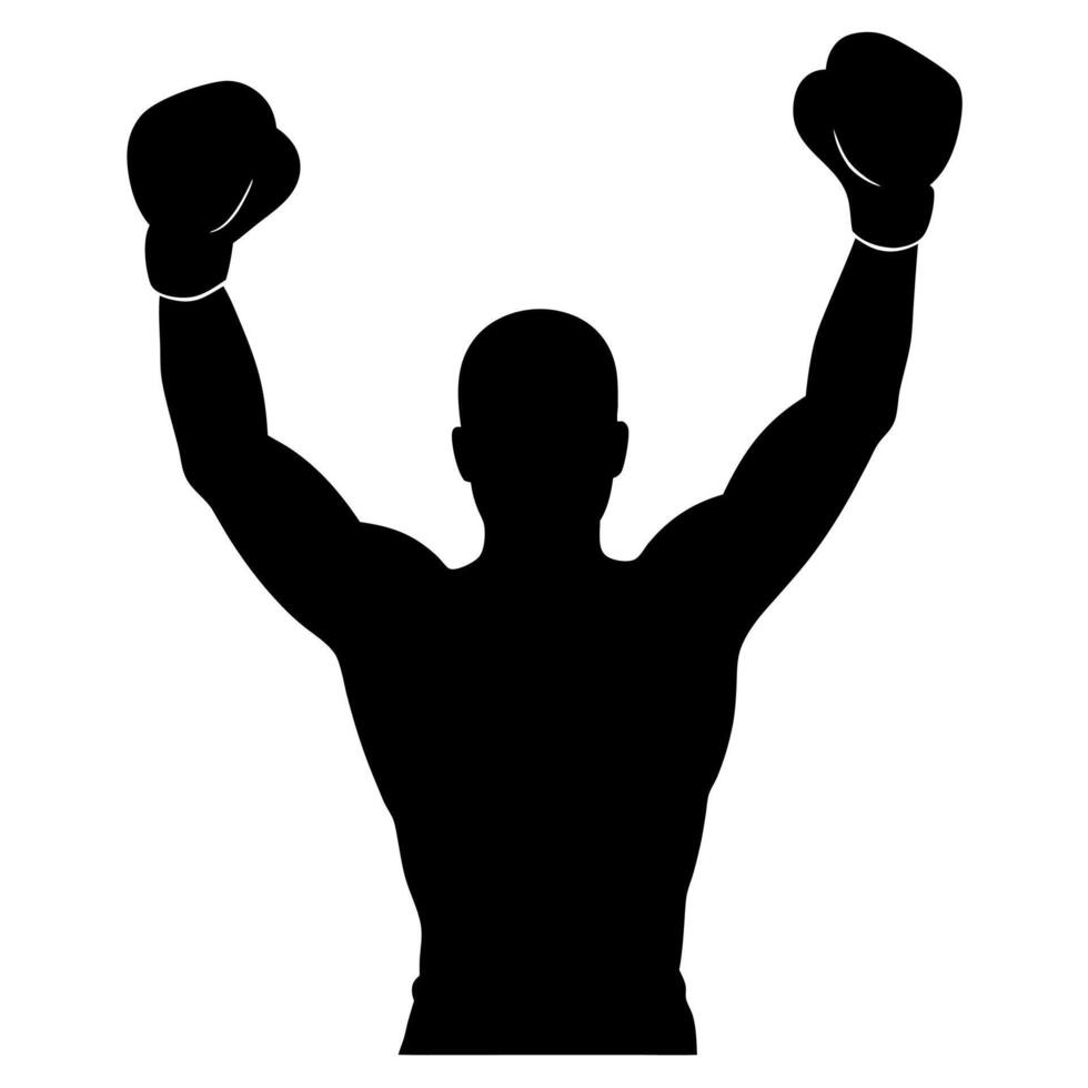 Boxing icon silhouette featuring a dynamic pose ideal sports-themed designs. vector