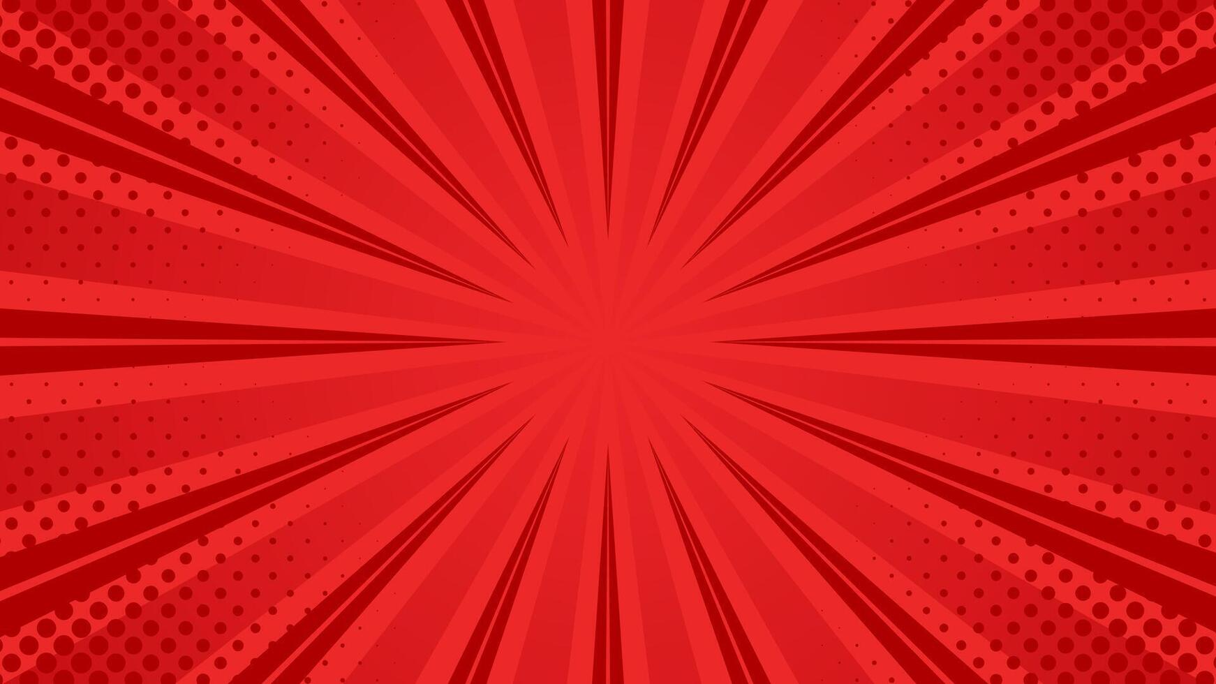 Red comic sunburst background. Abstract wallpaper vector