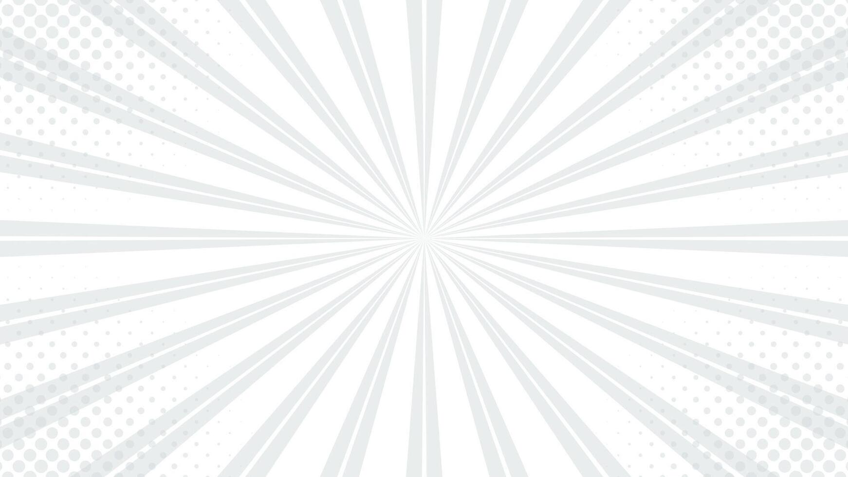 White comic sunburst background with halftone. Pop art comic-style background vector