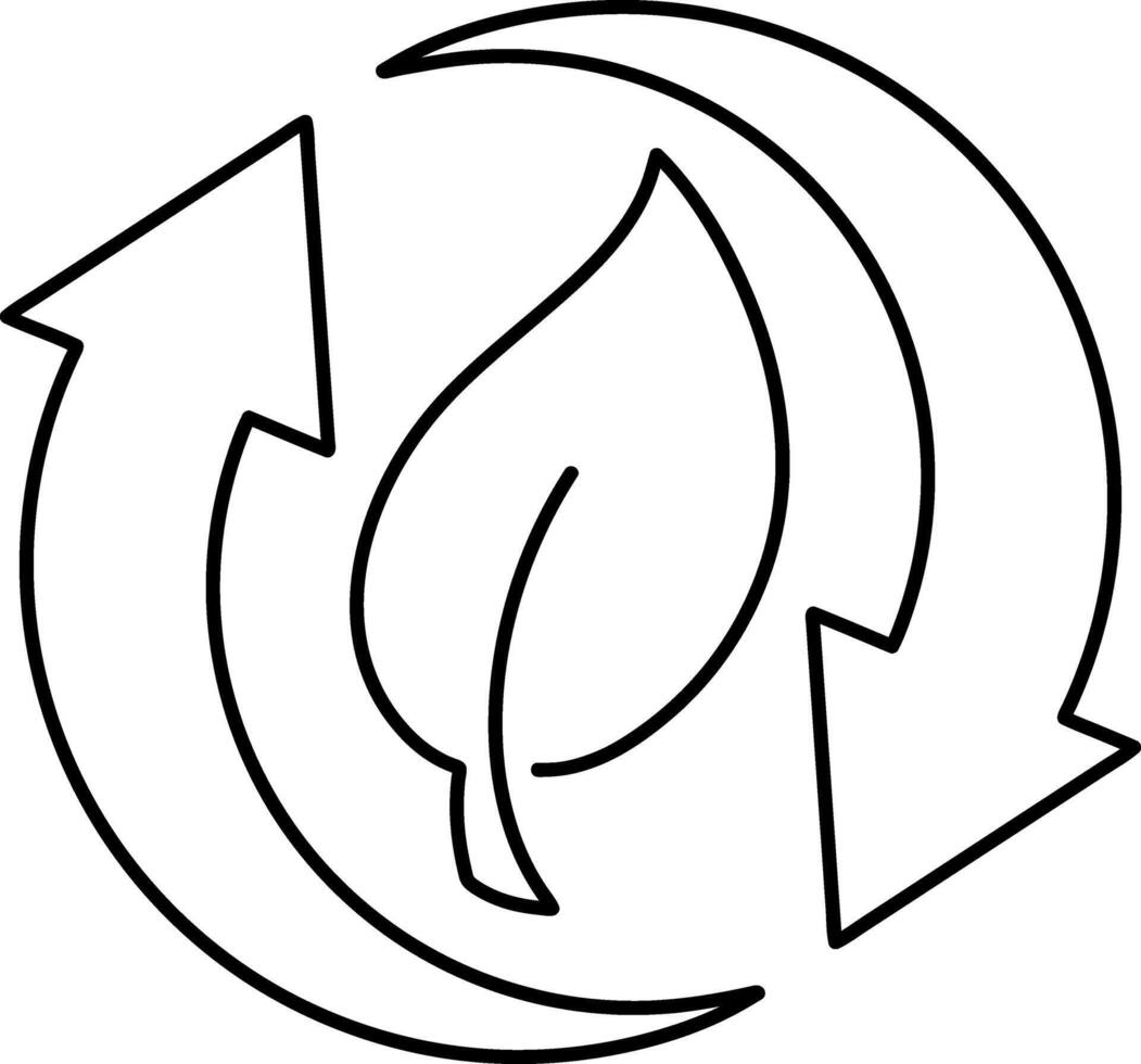 Doodle recycled arrow with leaf icon Coloring book page vector