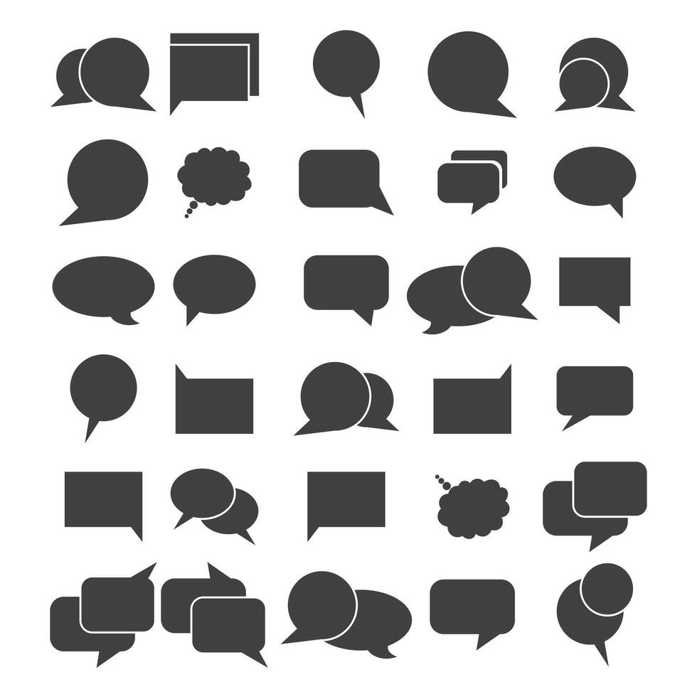 Black Speech bubble pack, speech balloon, chat bubble line art icon for apps and websites vector